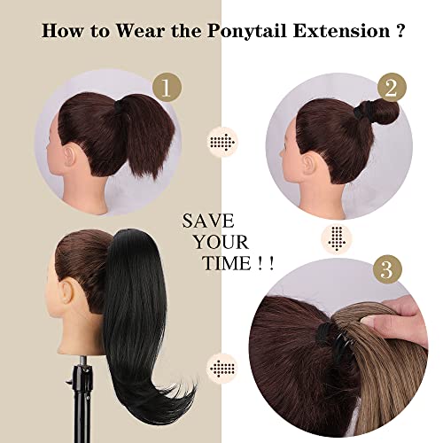Claw Clip in Ponytail Extension for Women Black Synthetic Hair Pony Tails High-Resistant Fiber Hair for Girls 16 inches - Image 4