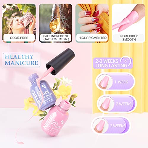Gellen Gel Nail Polish Kit 16 Colors - With Top Coat Base Coat, Grays and Wine Popular Fall Winter Dark Colors, Solid Black White Shimmers Glitters Nail Art Colors Home Gel Manicure Set - Image 7