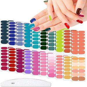 20 Sheet Pack Colorful Adhesive Nail Polish Strips with Included Nail File for Women's Nail Art