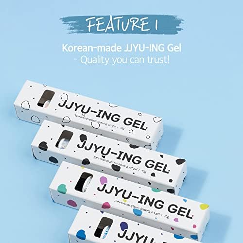 3D Embossing JJYU-ING Gel for Nail Art, Glitter Silver 10g(0.35oz) 3D Nail Polish Gel alternatives Embossed Character Nail Art Design Color Drawing DIY at Home Made in Korea - Image 2