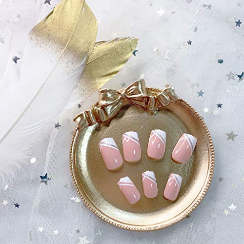 BABALAL French Press on Nails, 24Pcs Pink Fake Nails Medium Square Full Cover Acrylic Nail Tips for Women and Girls - Image 6