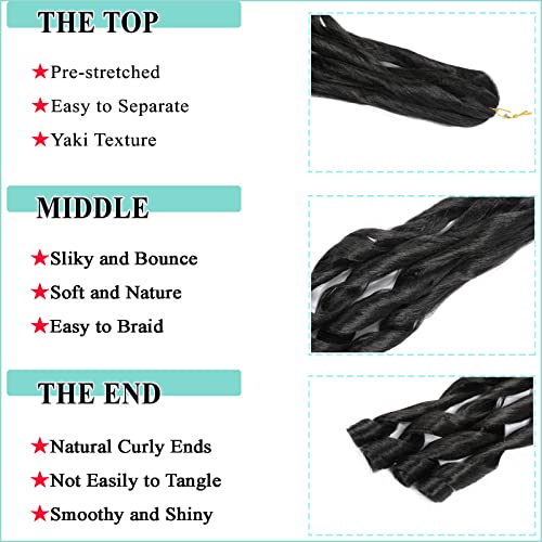 French Curl Braiding Hair 8packs, 26inch 1B Curly Braiding Hair Pre Stretched for Goddess Box Braids Crochet Hair, Bounce Curl Loose Wave Braids Curly End Crochet Hair for Black Women - Image 4