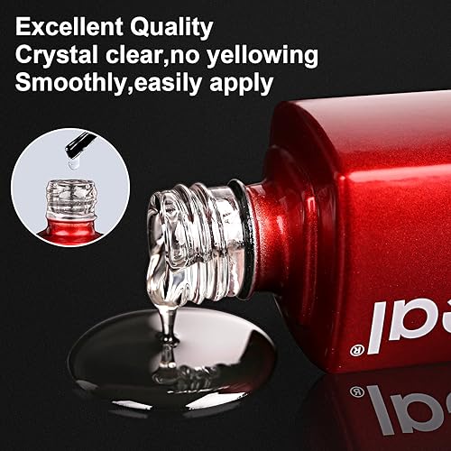 2pcs 0.5 Fl Oz No Wipe Top and Base Coat Gel Polish Set, Soak Off LED U V Base and Top Coat Gel Nail Polish Glossy Long Lasting Gel Base Coat and Gel Top Coat,for Nails Art DIY Home - Image 6