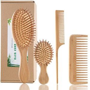 Eco-Friendly Bamboo Hair Brush and Comb Set for All Hair Types - Gentle Detangling