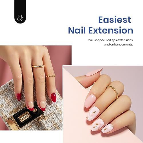 Beetles 23Pcs Pastel Gel Nail Polish Kit with Beetles Gel Nail Kit Short Oval Easy Nail Extension Set with 500Pcs Soft Gel Nail Tips - Image 8