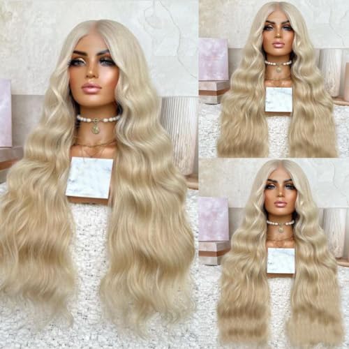 Ash Blonde Lace Frontal Human Hair Wigs Brazilian Body Wave Glueless Lace Front Wigs Human Hair Pre Plucked for Women (lace front wig, 10 inch)
