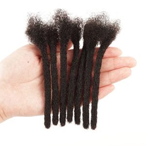 Afro kinky Loc Extensions Human Hair 0.4cm 0.6cm 0.8cm Thickness Natural Black Human Hair Dreadlock Extensions for Man/Women Full Head Handmade Permanent loc Extensions Bundles Can Be Dyed Bleached Curled and Twisted (4in 60 strands, Natural black 0.8cm)