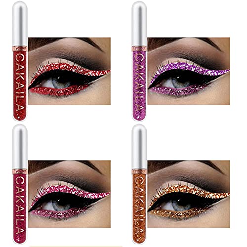 8pcs Liquid Glitter Eyeliner Set, 8 colors Shimmer Sparkling Silver Metallic Colorful Eyeliner Kit, Long Lasting Waterproof Shimmer Sparkling Eyeshadow - Image 4