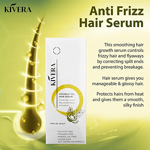 Coconut Oil Hair Serum - Hair Growth Serum for Rejuvenate & Strengthen Hair - Anti Frizz Hair Serum for Damaged Hair - Hair Oil Serum for Men & Women, 3 Pack - Image 5