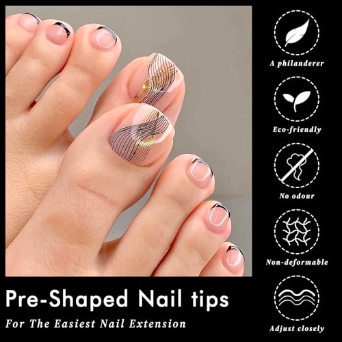 AddFavor 600pcs Soft Gel Toe Nail Tips Clear Square Acrylic Fake Nails 12 Sizes - Image 5