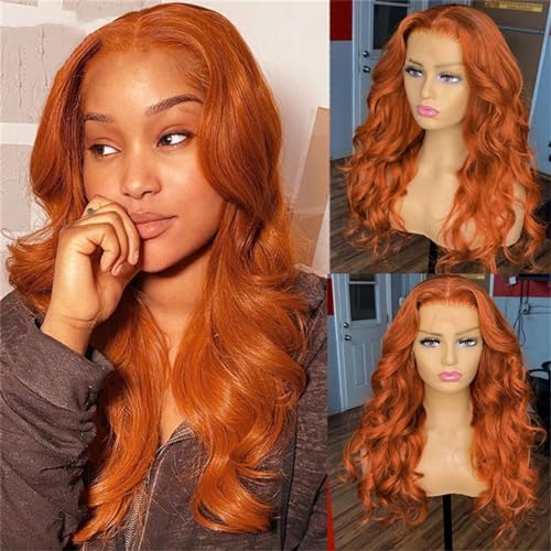 wig Ginger Orange Lace Front Wig Body Wave Human Hair Wig for Women, 13x4 Lace Front Human Hair Wig Pre Plucked Natural Hairline with Baby Hair Hair Replacement Wigs (Color : Ginger Orange 180%, Siz - Image 3