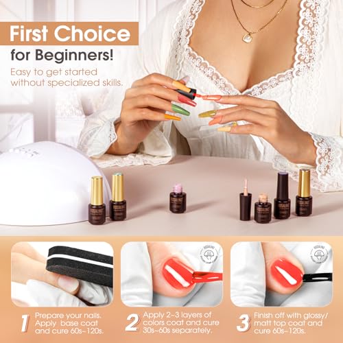 ROSALIND 20-Color Fall/Winter Gel Nail Polish Set with Base and Top Coat - Image 6