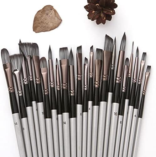 24 Pcs Paint Brushes Art Set for Acrylic Oil Watercolor Gouache a Kit Hog Bristle, Horse Hair and Nylon Hairs, Including a Carrying Canvas Roll (Color : Gray) - Image 3