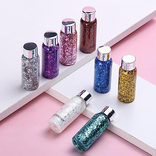 Holographic Silver Face Glitter, TEOYALL Long Lasting Glitter Shimmer Chunky Sequins Glitters for Body, Face, Hair Makeup (Silver) - Image 7