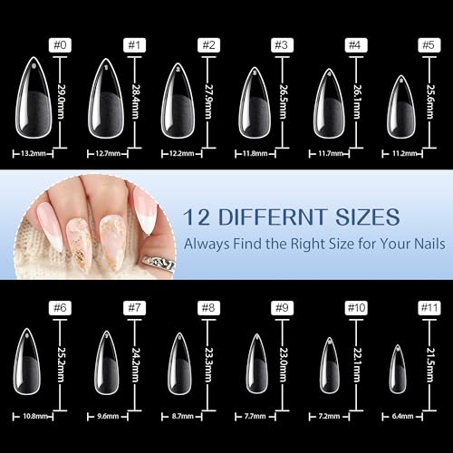 UNA GELLA Medium Stiletto Nails Press On 504Pcs Medium Stiletto Nail Tips Full Cover Pre-matte Stiletto Gel Press On Nails Clear Fake False Nails For Nail Extensions Home Nail Art Salon 12 Sizes - Image 7