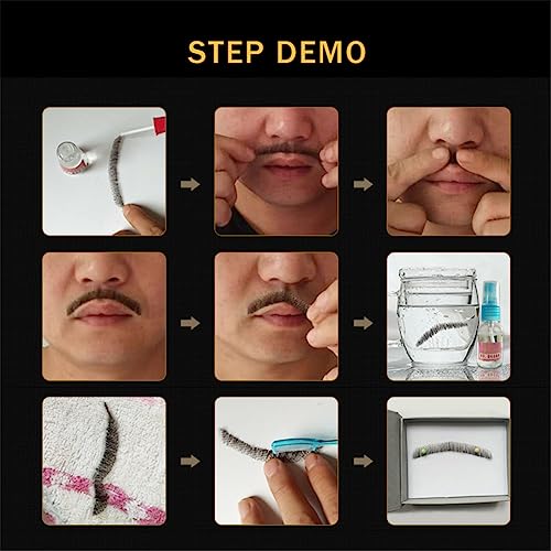 Human Hair Fake Beard for Men Full Hand Tied Fake Mustache Goatee Beard Makeup for Entertainment Drama Party Movie Prop 04# - Image 4