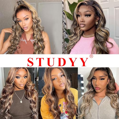 Ombre Highlight Body Wave 360 Lace Front Wigs Human Hair Pre Plucked With Baby Hair Honey Blonde 360 Hd Lace Frontal Wigs Human Hair Full Lace for Women 18inch - Image 7
