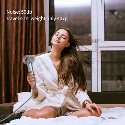 Hair Dryer with 110,000 RPM High-Speed Brushless Motor, Negative Ionic Blow Dryer, Low Noise, Fast Drying Compact Hairdryer with Touch Screen, Nozzle for Home, Travel, Salon, Gift, Light Blue - Image 6