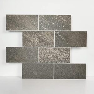 COLAMO Luxury 10 Sheet Black Granite Faux Stone Surface Peel and Stick Rigid Large Subway Tile for Wall,Stick On Kitchen Sink Backsplash Wall Tiles,Self Stick Mosaic Tiles for RV,Bathroom,Accent Wall