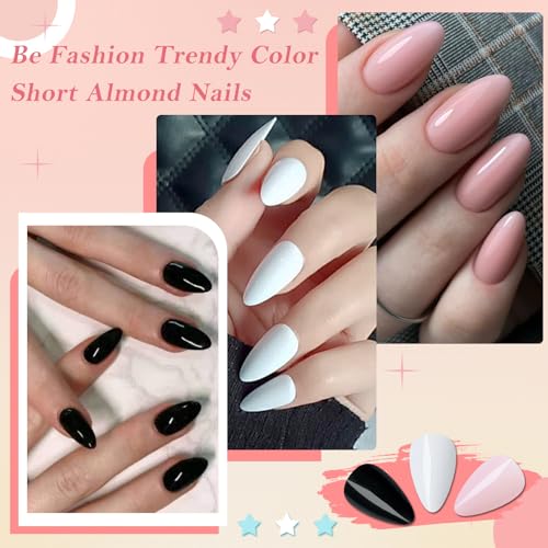240pcs Short Press on Nails White Full Cover Short Almond Fake Nails, Thick Acrylic Nails Press Ons 12Sizes False Nails with Glue for Women Girls Fingernails Design - Image 5