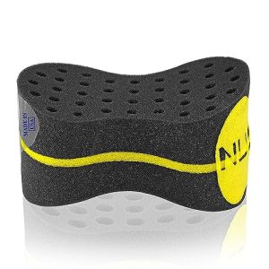 Double-Sided Hair Sponge for Black Men/Women, Hair Twisting Sponge/Twist and Curl Sponge Brush, Barber Curling Care Tool Brushes for Afro Curly Styling Dreads/Curls, Big & Small Holes (Black)