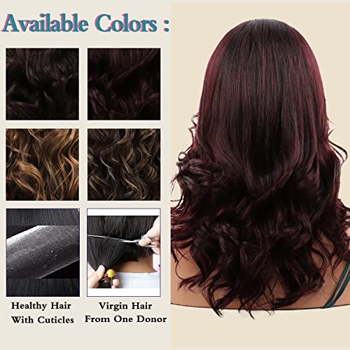 Missmizz Burgundy Long Layered Straight Human Hair Wig for Women Natural Hairline - Image 6