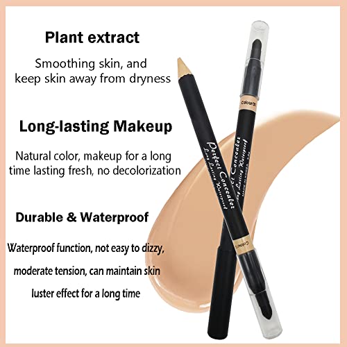 AKARY 2-in-1 Dual-Sided Concealer Pencil with Brush, Wheat Color, for Face and Eyes - Image 5