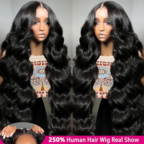 250 Density 28 Inch SKINLIKE Real HD Lace Front Wigs Human Hair Pre Plucked 13x4 Wear and Go Glueless Body Wave Wigs Human Hair For Black Women 0.095mm Ultra-thin Invisible Full Lace Wigs - Image 6