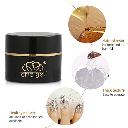 Nail Art Glue,Rhinestone Glue Gel Nail Art Nail Glue Gel Adhesive Resin Gem Jewelry Diamond Gel Nail Polish Clear Decoration Shine Finish and Long Lasting Soak Off LED Gel Base Top Coat Glossy - Image 3