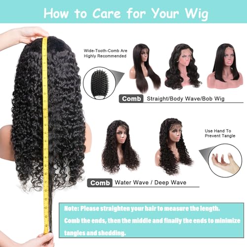 24Inch Deep Wave Lace Front Wigs Human Hair-13x4 HD Transparent Deep Wave Frontal Wigs Human Hair Glueless Curly Wigs for Women 180% Density Curly Lace Front Wigs Human Hair Pre Plucked with Baby Hair - Image 5