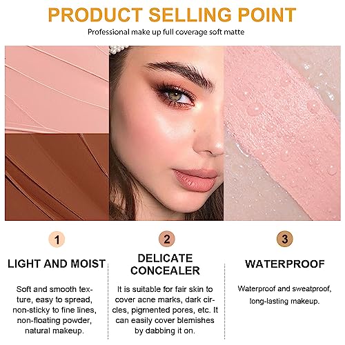 2 Pcs Waterproof Cream Concealer Set 20g Each for Under Eye Brightening and Tattoo Cover - Image 5
