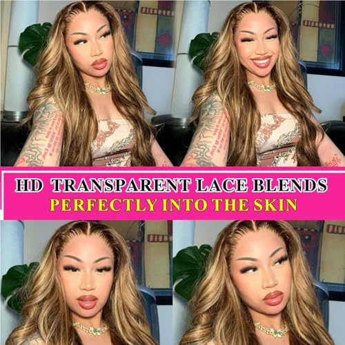 Aaliweya Highlight Lace Front Wigs Human Hair 4/27 Ombre 13x4 Body Wave Lace Frontal Wig for Women 180% Density Glueless Honey Blonde Wig Full and Thick Super Soft 26 inch - Image 6