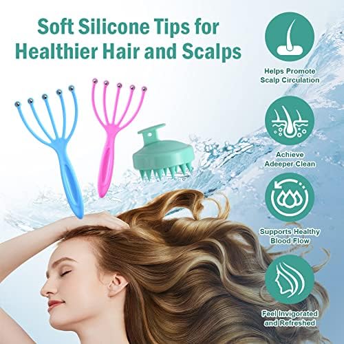 Abnaok Scalp Massager and Shampoo Brush, Protable Hand Held SPA Head Massager for Deep Relaxation & Stress Reduction in The Office Home, Shower Hair Brush for Women Men Kids - Image 7