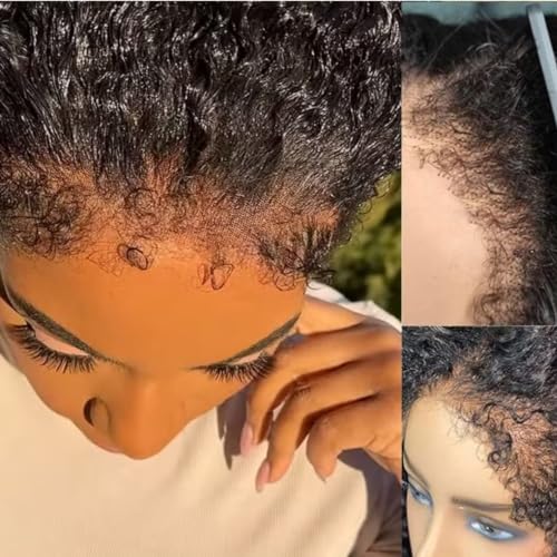 Edges Hairline 13x6 Lace Front Curly Wig Human Hair Pre Plucked with Baby Hair 150% Density Brazilian Virgin HD Lace Kinky Curly Frontal Wigs Human Hair for Women Glueless Wigs 24Inch - Image 2