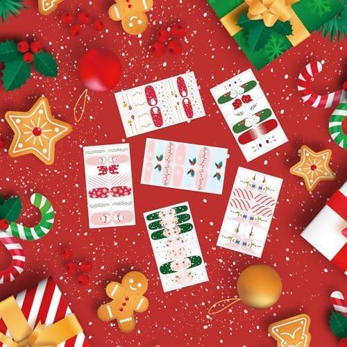 SILPECWEE 6 Sheets Christmas Nail Art Stickers with Nail File for Women - Image 5