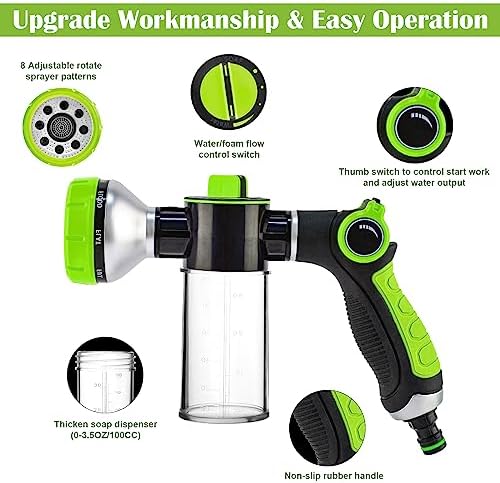 Pup Jet Dog Washing Hose Attachment 8 Way Spray Mode with Thicken Soap Dispenser Bottle Thumb Control Design Equiped Dog Nail Clipper,Nail File and Dog Bath Brush for Pet Bathing (Green) - Image 8