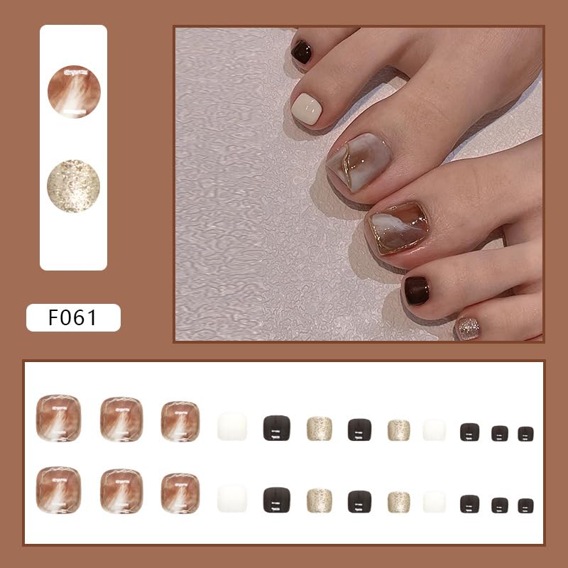 24Pcs Press on the Toenails, Rhinestones Fake Toenails Glitter Silver Full Cover Acrylic Fake Nails for Toes False Nails Press on Toe Art Tips for Women and Girls - Image 5
