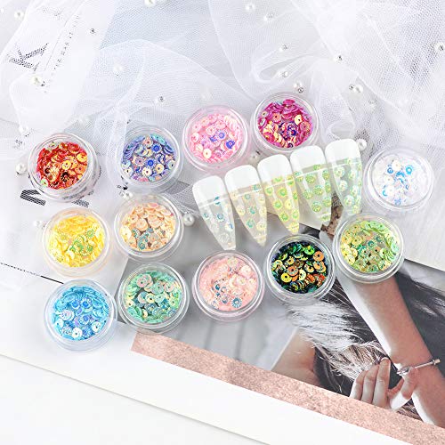 12 Colors 3D Glitter Sequins Sunflower Nail Art Charms for Beautiful Manicure Decoration - Image 3