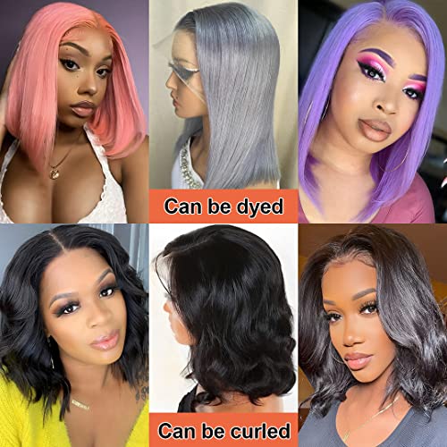 Short Bob Wig Human Hair 13x4 HD Bob Lace Front Wigs Human Hair 180% Density Glueless Wigs Human Hair Straight Human Hair Wigs Pre Plucked with Baby Hair 12inch - Image 5