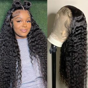 24 Inch 13x6 Lace Front Wigs Human Hair 180 Density Deep Wave Lace Front Wigs Human Hair Pre Plucked Deep Curly Human Hair Wig Glueless Wigs Human Hair For Women Natural Color