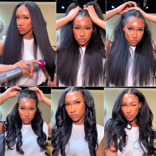 Kinky Straight 180 Density 13x4 Transparent Lace Front Human Hair Wig for Black Women 20 Inch - Image 4