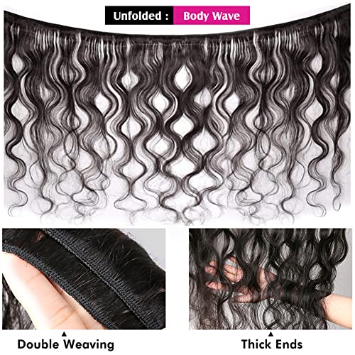 Body Wave Bundles 18 18 18 Unprocessed Virgin Brazilian Remy Body Wave Human Hair Weave Bundles for Black Women Free Part Soft and Bouncy Hair Extensions Natural Color - Image 4