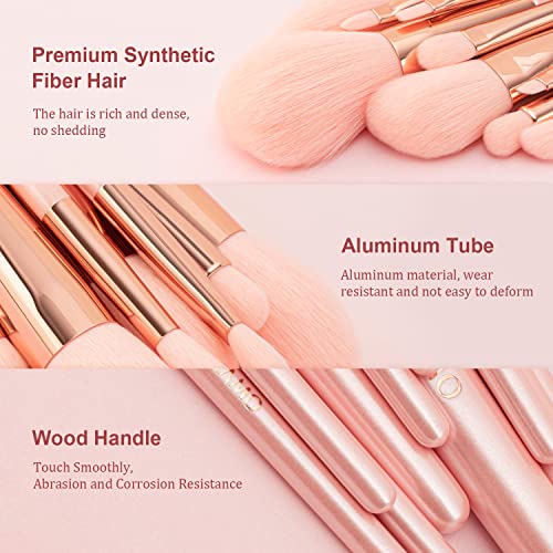 10 Piece Pink Synthetic Makeup Brush Set for Powder, Blush, Contour, Concealer, Eyeshadow - Image 5