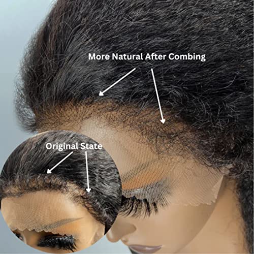Sunber Straight Human Hair Wig 4C Kinky Edge Yaki Straight Skin Melt 13x4 Lace Front Human Hair Wigs 12A Remy Hair Pre Plucked With Native Baby Hair Kinky Straight Wigs 180% Density 20Inch - Image 8