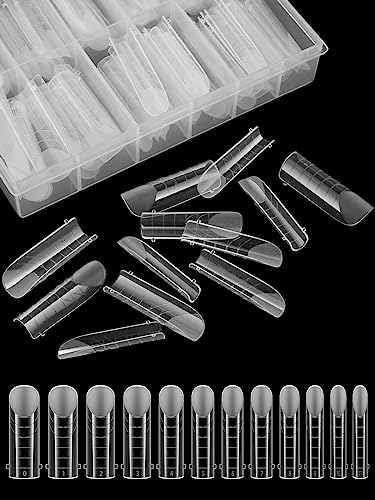 EBANKU 120Pcs Matte Dual Nail Forms, Clear Poly Gel Nail Molds Square Full Cover Coffin Nail Tips Extension Forms 12 Sizes for Gel Manicure Nail Art Design Salon&DIY - Image 4