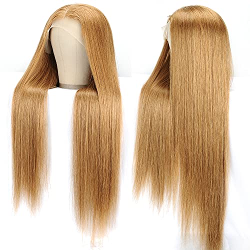 Honey Blonde Lace Front Wig Human Hair 13x4 Transparent Lace Frontal Wig Human Hair #27 Colored Straight Lace Front Wig For Black Women Pre Plucked With Baby Hair 16 Inch Estilar - Image 4