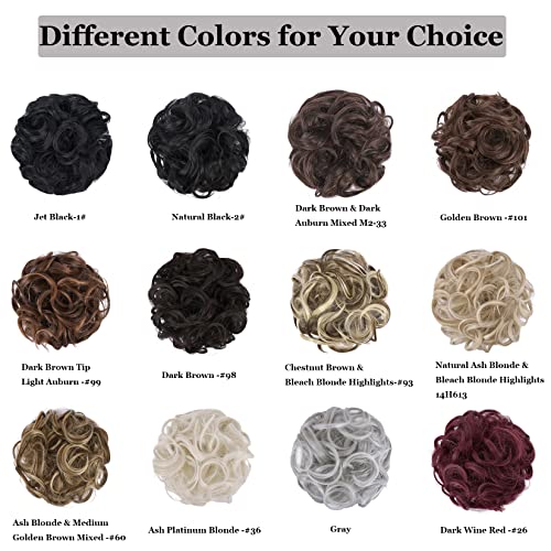 Light Pink Messy Tousled Wavy Curly Hair Bun Scrunchies Wrap Ponytail Extensions for Women - Image 5