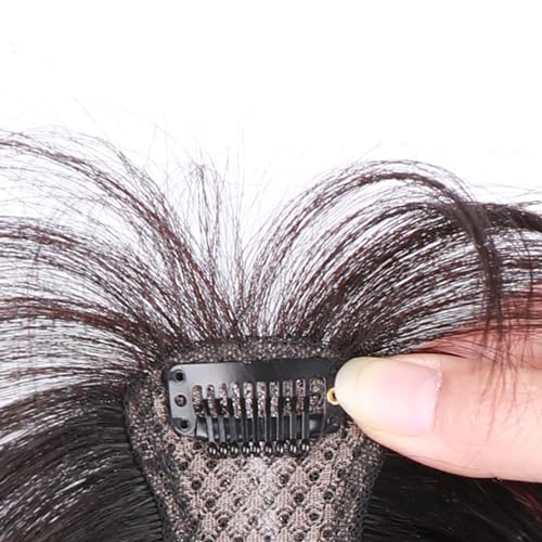 Bangs Hair Toppers For Women With Thinning Hair 100% Real Human Hair Pieces Silk Base Clip In Hair Toupee 22cm Black Hair Extensions Top Wig For Daily Use - Image 2