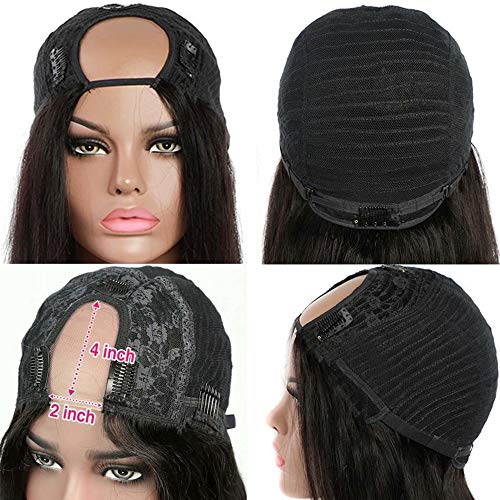 Maxine Hair 10A Body Wave U Part Wig Human Hair for Women Brazilian Remy Human Hair Glueless Full Head Clip in Half Wig 2x4 U Shape Wig 150% Density 18" - Image 3