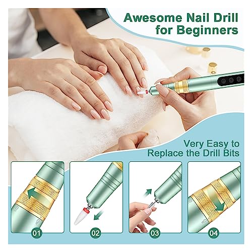 Electric Nail Drill Machine, Beaulush Cordless Electric Nail Drill Machine, 35000RPM Gel Polishing Nail Drill Pen, Portable Manicure Machine Nail Sander Tools Professional Nail Art - Image 7